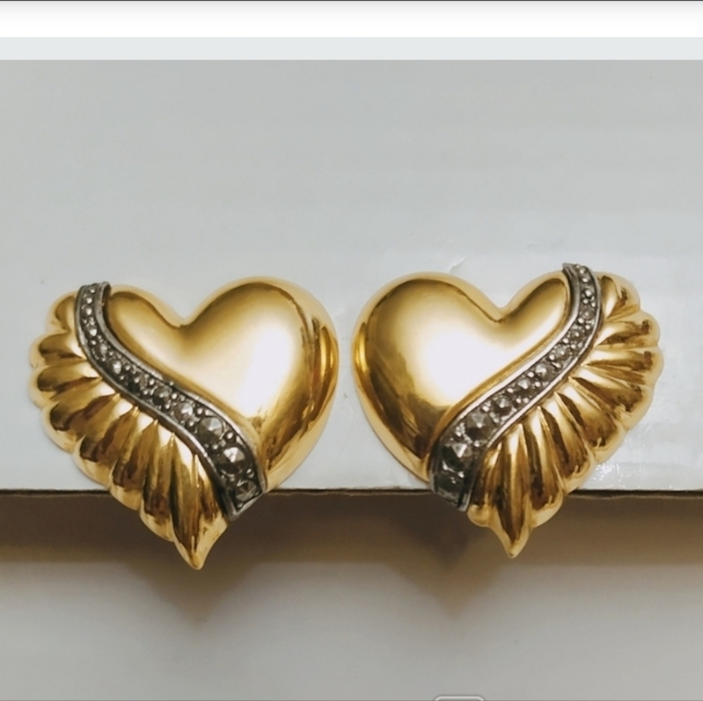 Avon Gold and Silver Heart Earrings